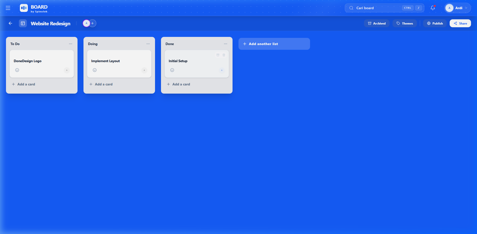 Step 3: Susun List Kanban