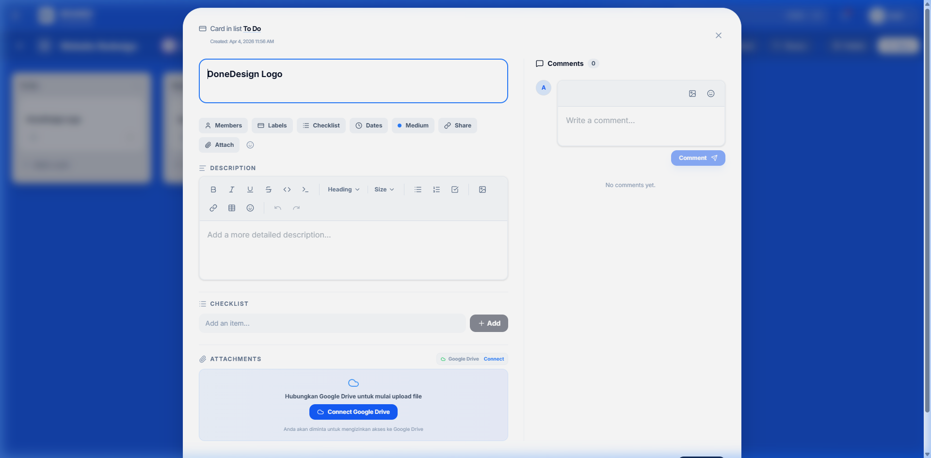 Step 4: Tambahkan Task Card